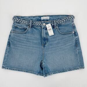 Ann Taylor LOFT Waist 31 Tag Size 2 The Cut Off Short Denim Braided Women NEW
